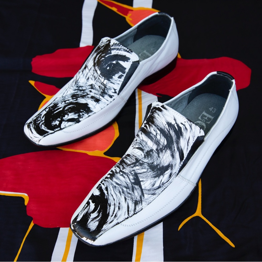 Custom hand painted white loafers